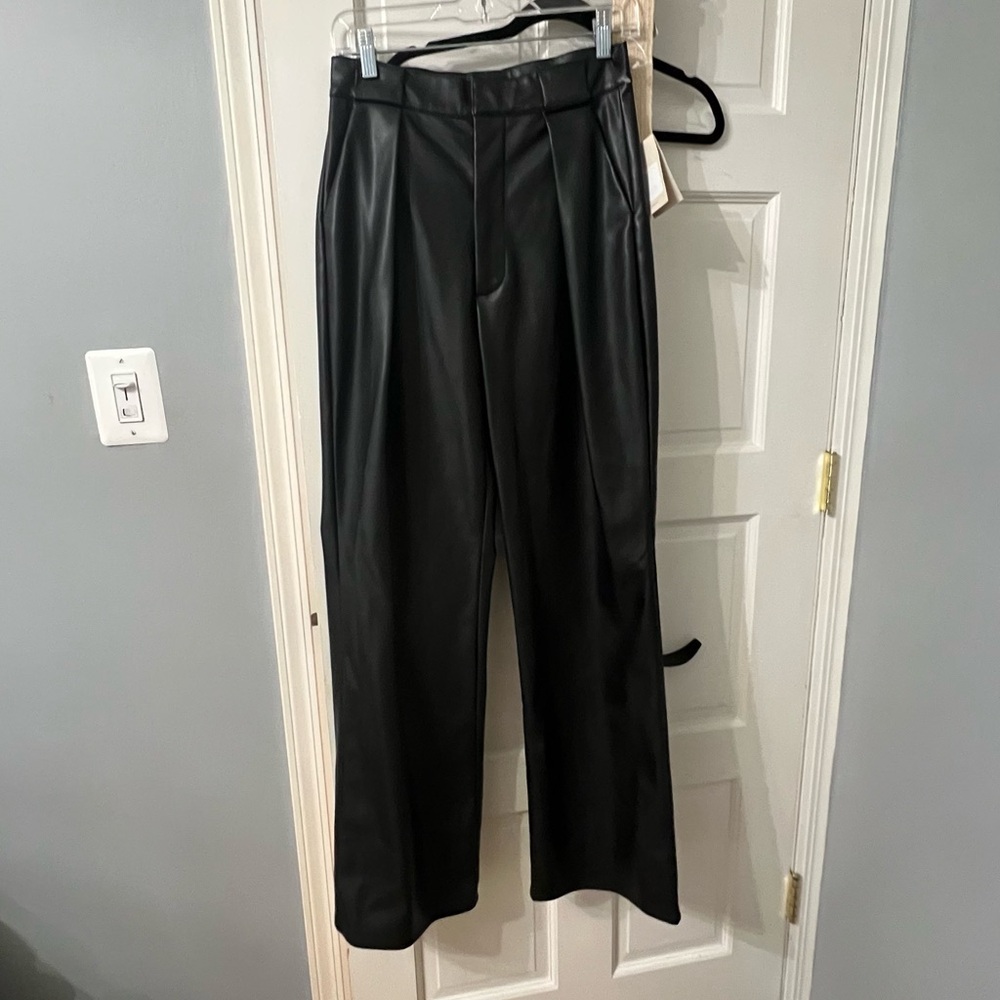 MOTHER Black Faux Leather Trousers